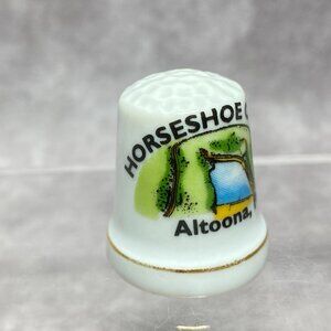 Vintage Horseshoe Curve Thimble Altoona PA Souvenir Porcelain Collectible